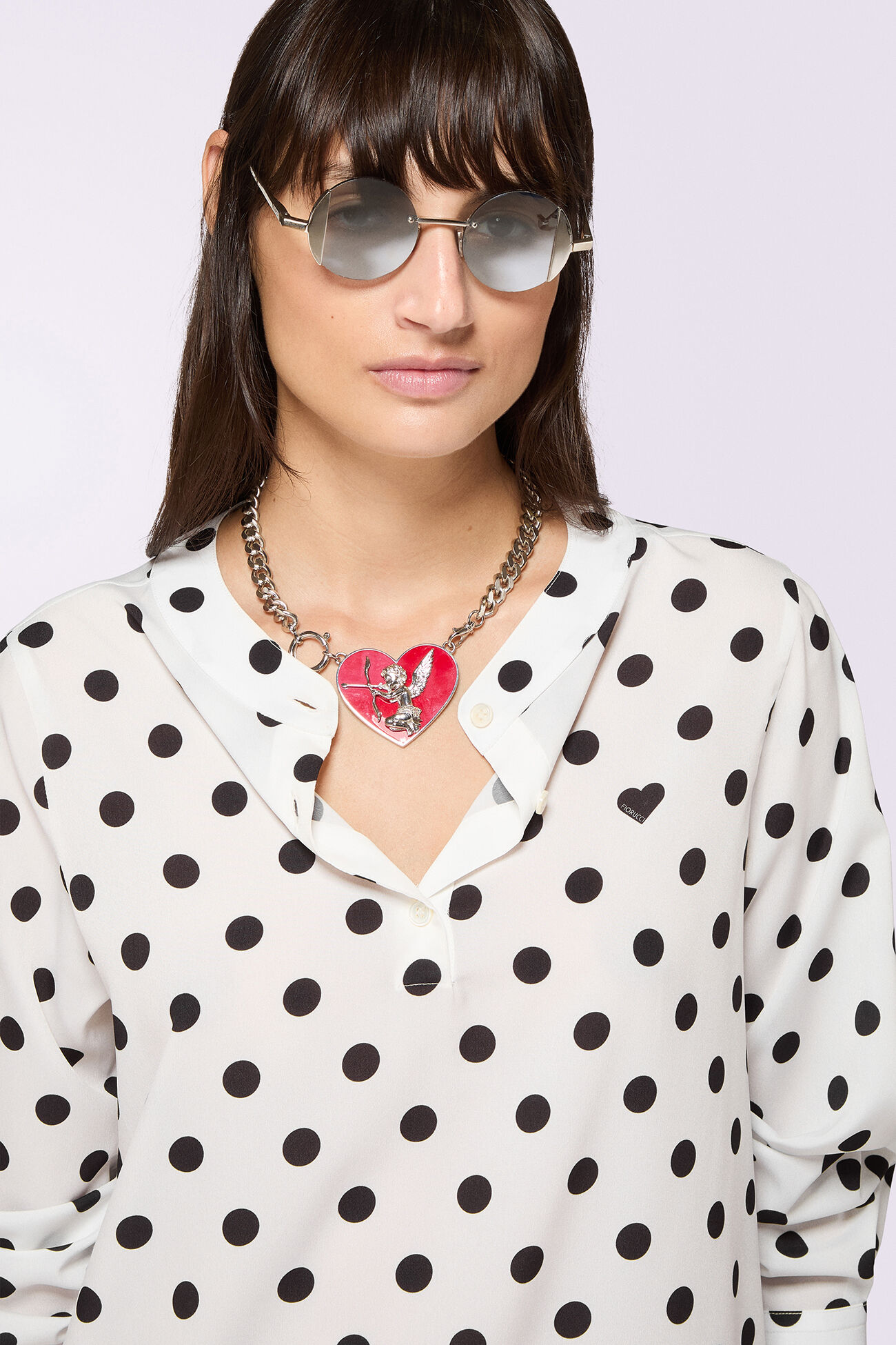 Polka Dot Crepe de Chine Ruffled Mini Dress White